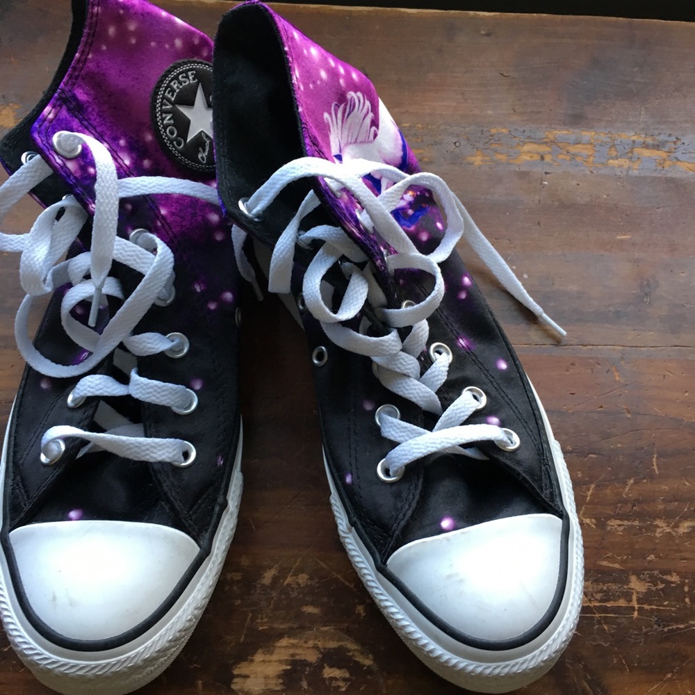 Converse Black and Purple Galaxy High-Top Sneakers